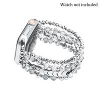 Fashion Rhinestone Decor Beaded Watch Band (Band Only), Handmade Elastic Women's Watch Band for iWatch Bands 38mm to 49mm, S...