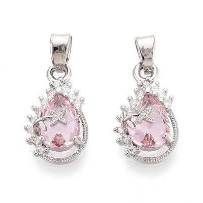 Brass Micro Pave Cubic Zirconia Pendants
