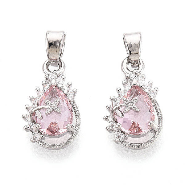 Brass Micro Pave Cubic Zirconia Pendants