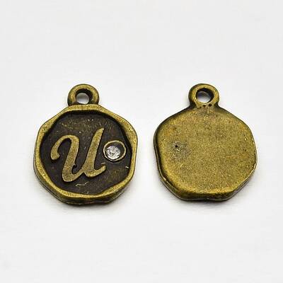 Antique Bronze Plated Alloy Rhinestone Charms