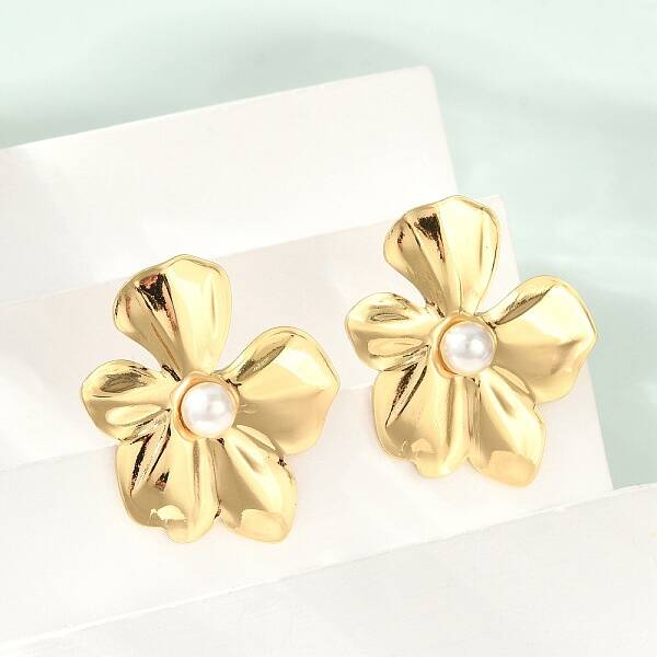 304 Stainless Steel ABS Plastic Pearl Stud Earrings for Women