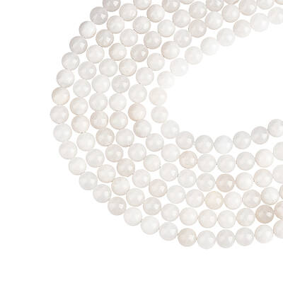 Natural White Jade Round Bead Strands