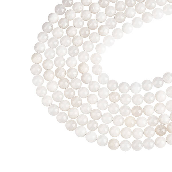 Natural White Jade Round Bead Strands