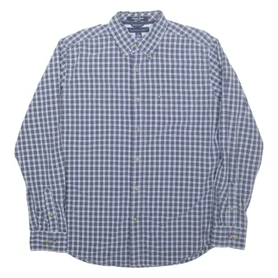 TOMMY HILFIGER Heritage Poplin Mens Shirt Blue Check Long Sleeve M
