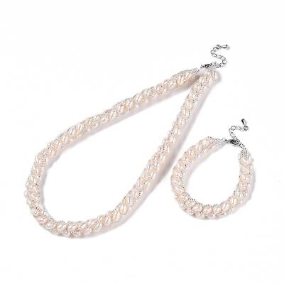 Natural Cultured Freshwater Pearl Beads Necklaces & Bracelets Jewelry Sets