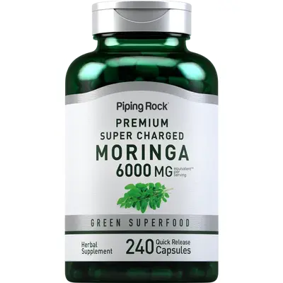 Piping Rock Moringa Oleifera Capsules 6000mg | 240 Count | Leaf Concentrated Extract | Herbal Supplement | Non-GMO, Gluten Fr...