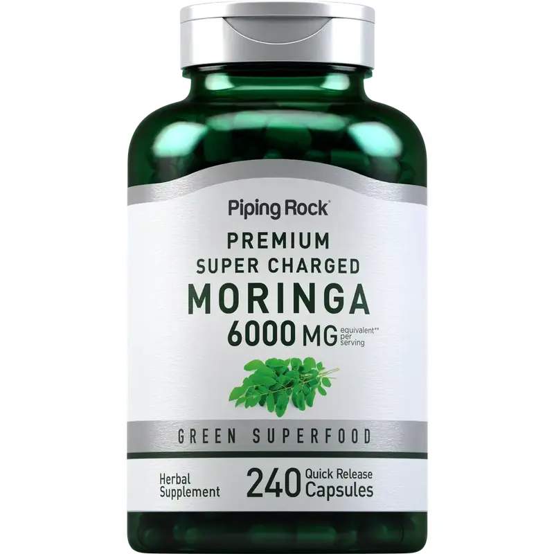 Piping Rock Moringa Oleifera Capsules 6000mg | 240 Count | Leaf Concentrated Extract | Herbal Supplement | Non-GMO, Gluten Fr...