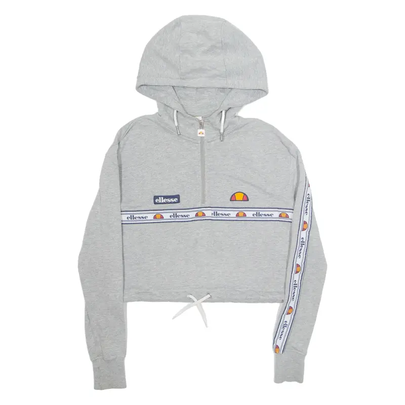 ELLESSE Cropped Womens Grey Hoodie UK 4