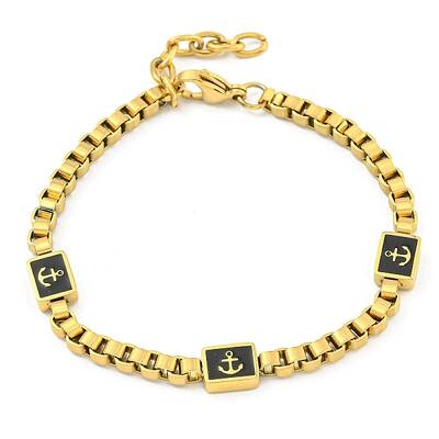 304 Stainless Steel Enamel Box Chain Anchor Link Bracelets for Women