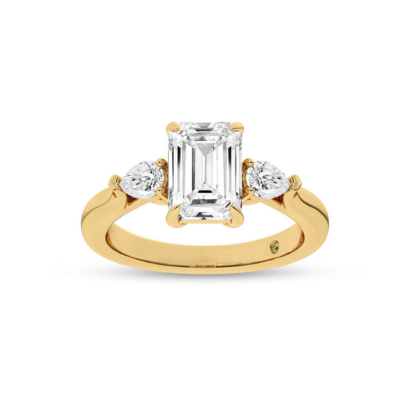 Bruges Three Stone Emerald Cut Lab Grown Diamond Engagement Ring | 18K Yellow Gold 2 1/2 CT. TW.