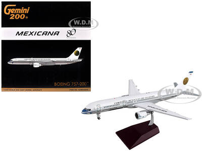 Boeing 757-200 Commercial Aircraft Mexicana Retro Livery (N380RM) White with Tail Graphics Gemini 200 Series 1/200 Diecas...