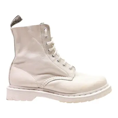 DR MARTENS 1460 Pascal Mono Lace-Up Boots White Leather Womens UK 6.5