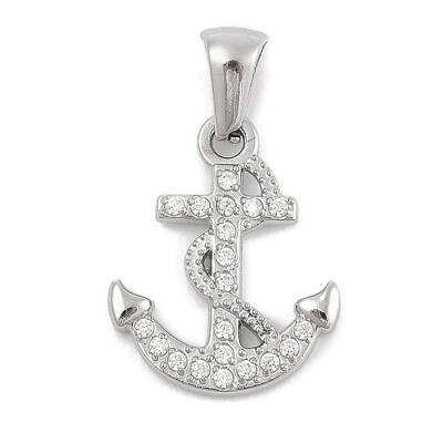 304 Stainless Steel Micro Pave Cubic Zirconia Pendants