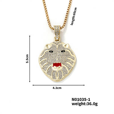 Alloy Crystal Rhinestone Vintage Wolf Head Pendant Necklaces
