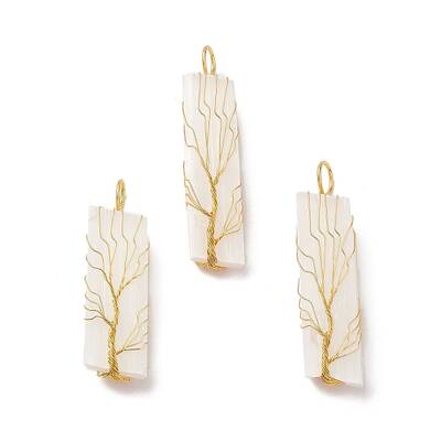 Copper Wire Wrapped Natural Selenite Big Pendants