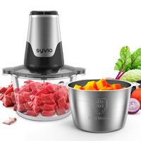 Syvio Food Processors, Electric Food Chopper, Meat Grinder & Vegetable Chopper with Powerful 450W Copper Motor, 2 Bowls & 2 S...