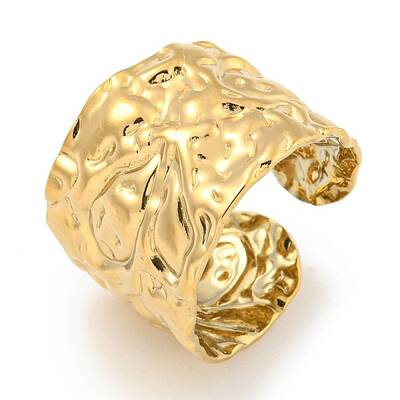 Ion Plating(IP) 304 Stainless Steel Textured Open Cuff Ring