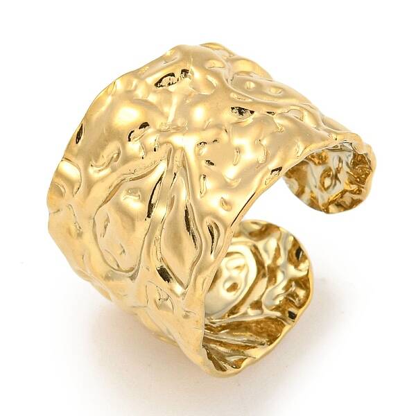Ion Plating(IP) 304 Stainless Steel Textured Open Cuff Ring