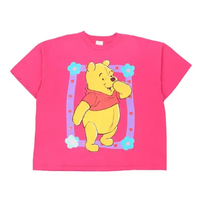 Single Stitch. Winnie the Pooh Pooh Graphic T-Shirt - 2XL Pink Cotton