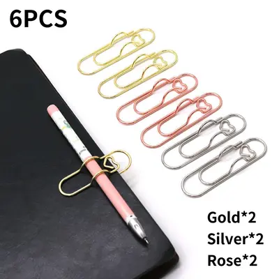 Metal Pen Clip, 6counts/set Mixed Color Portable Pen Holder, Multifunctional Pen Holder for Notebook, Book, Journal, Clipboar...