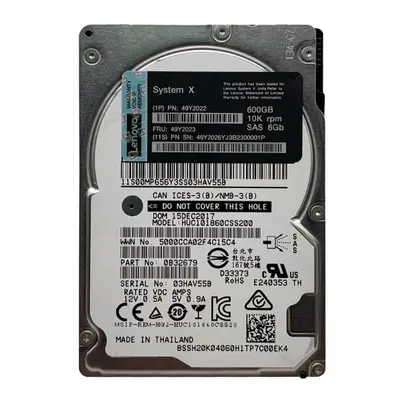 49Y2022 IBM 600GB 6Gb/s SAS 10000 2.5-Inch Hard Drive