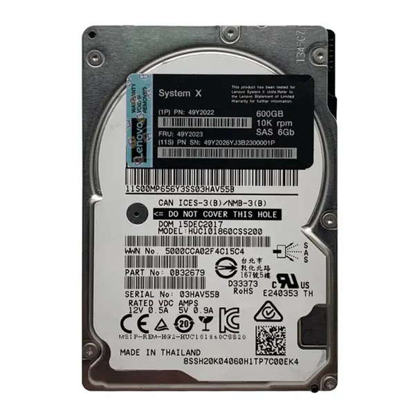 49Y2022 IBM 600GB 6Gb/s SAS 10000 2.5-Inch Hard Drive