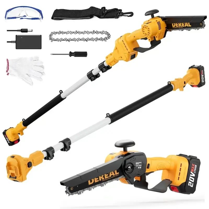 DEREAL Pole Saw Cordless, Battery Powered Pole Saws for Tree Trimming, 20V 4.0Ah Battery Pole Chainsaw, 6''- 8\