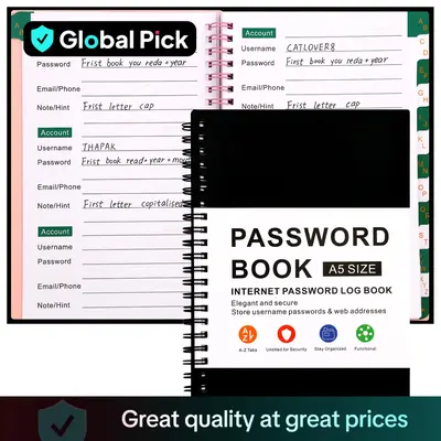 Password Book with Alphabetical Pages, 1 Count A5 Password Logbook, Internet Website Password Keeper, Personalized Logbook fo...