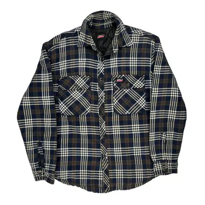 Dickies Checked Flannel Shirt - Large Blue Cotton