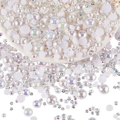 60g Resin patch multi size mixed pearl patch DIY jewelry accessories(2 bags)