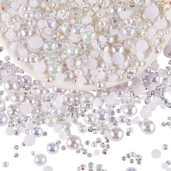 60g Resin patch multi size mixed pearl patch DIY jewelry accessories(2 bags)