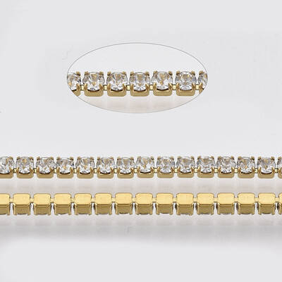304 Stainless Steel Rhinestone Strass Chains