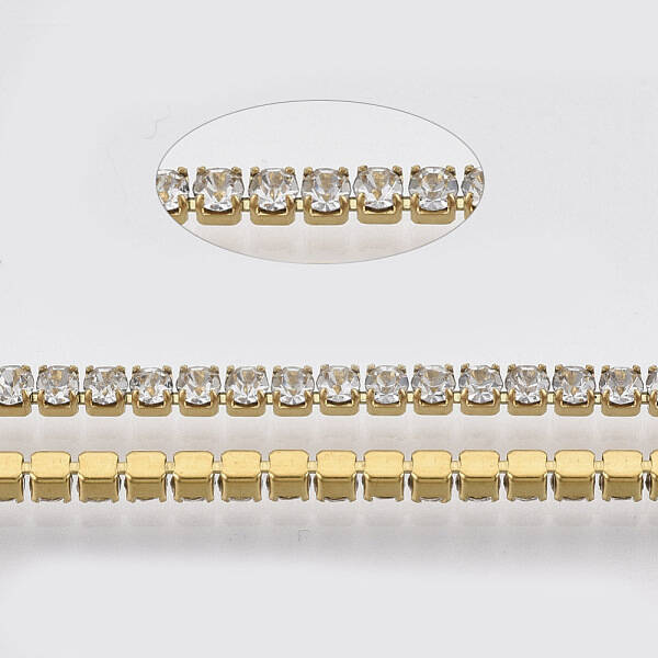 304 Stainless Steel Rhinestone Strass Chains