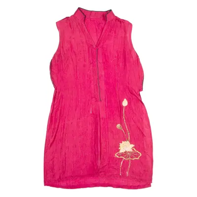 Womens Oversized Top Red Sleeveless Silk 2XL