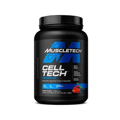 Cell-Tech Creatine Monohydrate Edible Powder, Build Muscle & Recover, Post-Workout Recovery Drink, Fruit Punch or Citrus, 3 l...