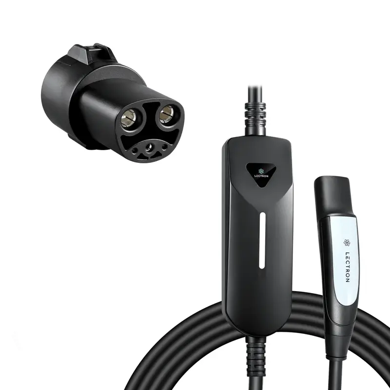 Lectron Portable Level 1 & 2 Tesla NACS EV Charger + Lectron J1772 to NACS Adapter Bundle | 110V & 240V | 12 & 40 Amp | NEMA ...