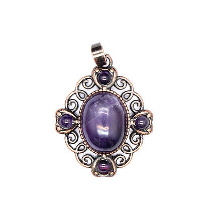 Retro Hollow Natural Amethyst Pendants