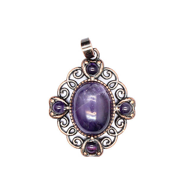 Retro Hollow Natural Amethyst Pendants