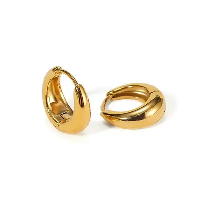 2PCS Simple Elegant Stainless Steel Hoop Earrings - Gold