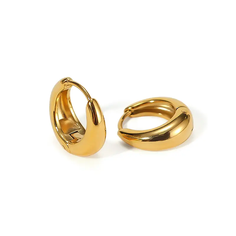 2PCS Simple Elegant Stainless Steel Hoop Earrings - Gold