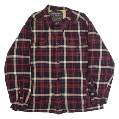 ABERCROMBIE & FITCH Mens Lumberjack Jacket Blue Flannel 90s Plaid XL