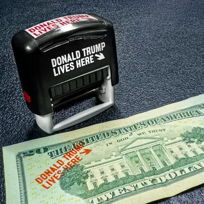 Donald Trump Lives Here Currency Stamp Imprint Design Durable High-Quality Rubber Stamp with Clear Precise Imprint for U....