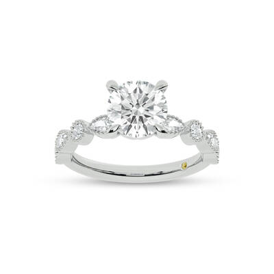 Zenith Round Lab Grown Diamond Engagement Ring | 14K White Gold 3 3/4 CT. TW.