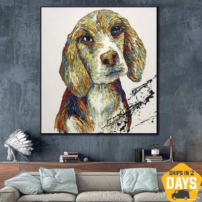 Extra Large Abstract Beagle Painting Pet Painting Oil Paintings On Canvas Original Fine Art Wall Art Decor | DOG'S THOUGHTS 2...