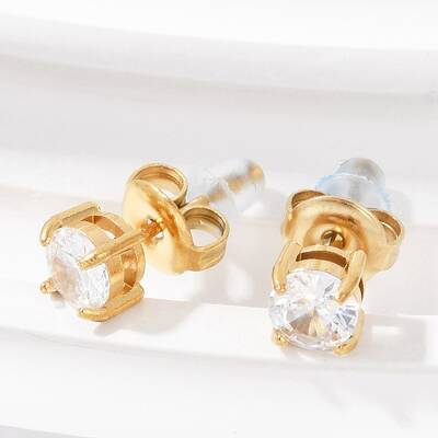 304 Stainless Steel Rhinestone Stud Earrings