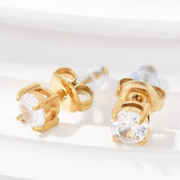 304 Stainless Steel Rhinestone Stud Earrings
