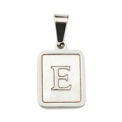 304 Stainless Steel Pave Natural White Shell Pendants