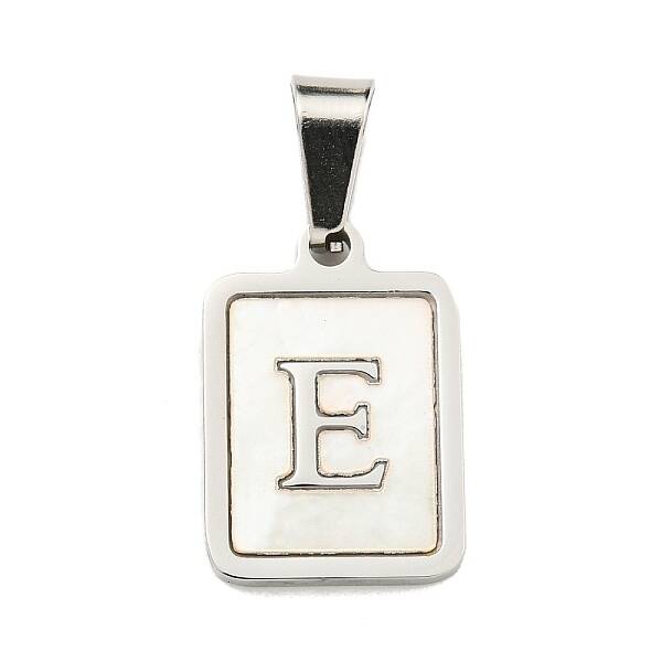 304 Stainless Steel Pave Natural White Shell Pendants