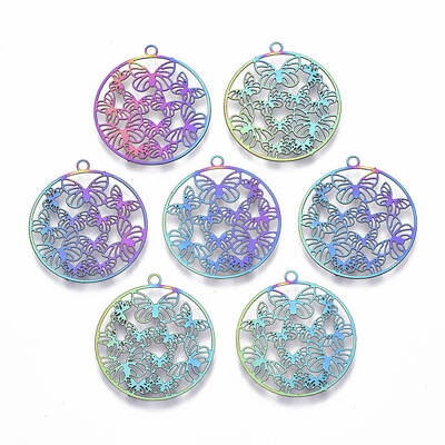 Ion Plating(IP) 201 Stainless Steel Filigree Pendants