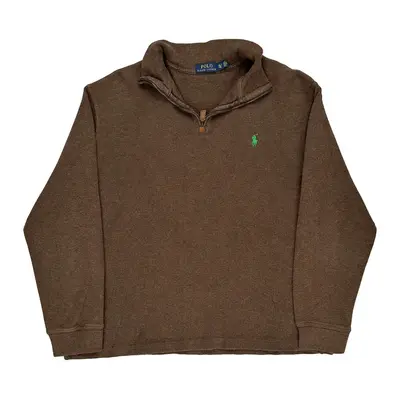 Polo By Ralph Lauren 1/4 Zip - XL Brown Cotton